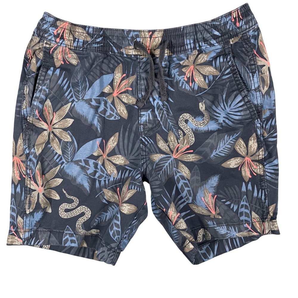 Hollister Mens Prep Jogger Shorts Snake‎ Tropical Floral Small 6" Inseam Beach